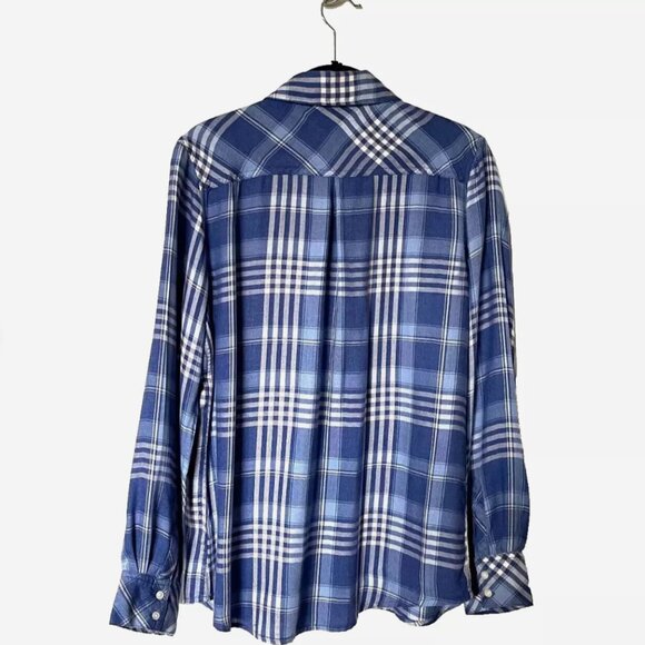 Cosmic Blue Love Women’s Blue and White Plaid Button-Up Shirt – Size S - Picture 2 of 8